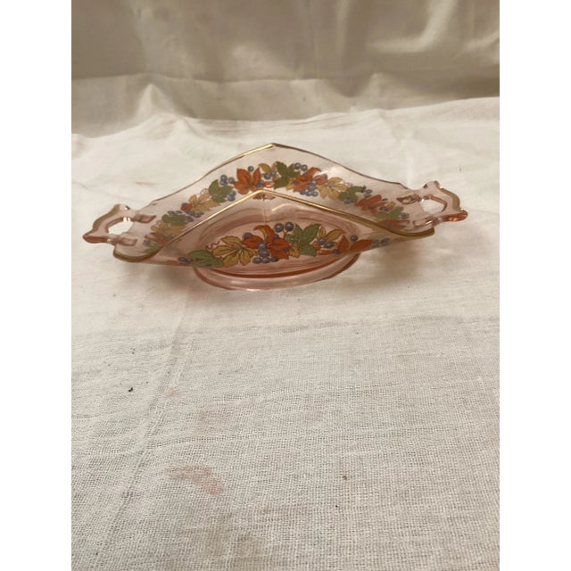 1920s 1920s Imperial Depression Relish Glass Nuart Bowl, Pink With Gold Trim For Sale - Image 5 of 5