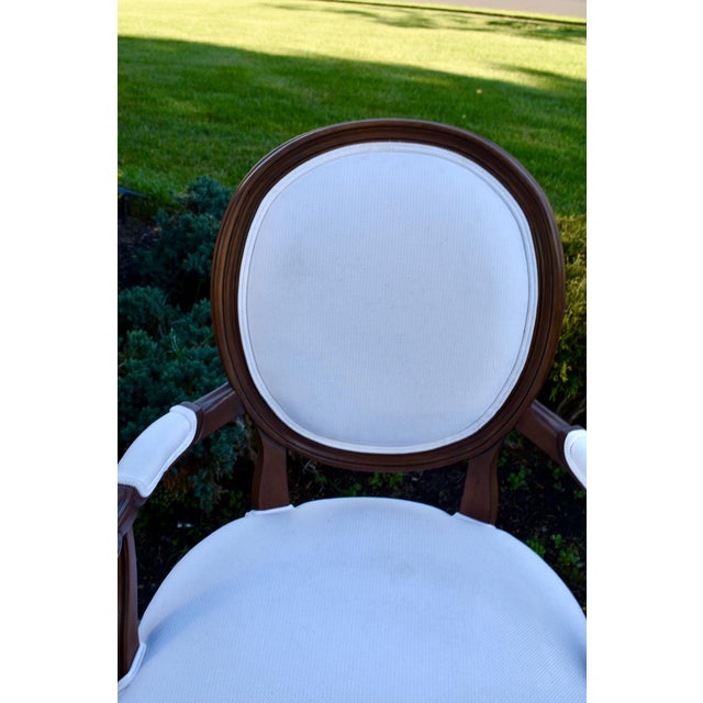 Ethan Allen Francesca Louis XVI Oval Back Armchair Carved Wood French Accent Chair For Sale In Philadelphia - Image 6 of 18