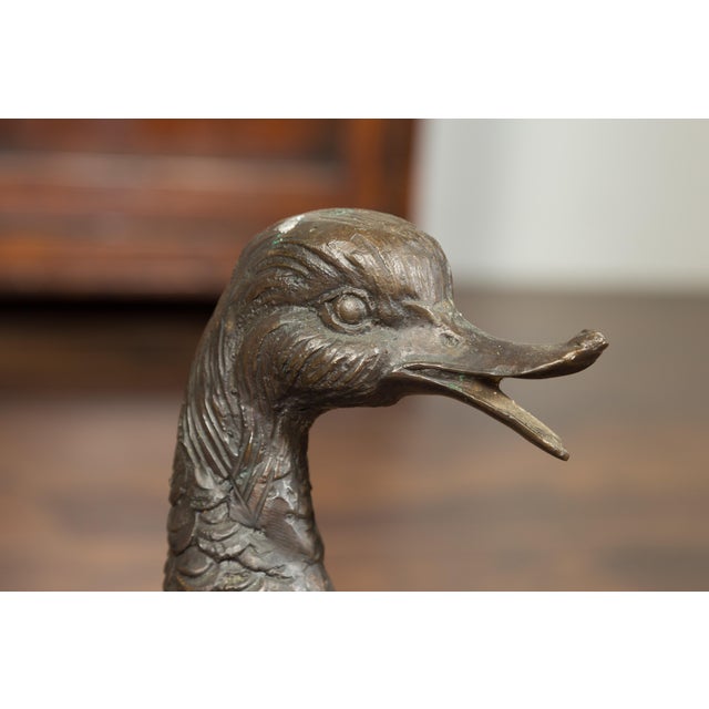 Vintage Bronze Ducks Standing on Their Palmed Feet, circa 1940 - a Pair For Sale - Image 12 of 12