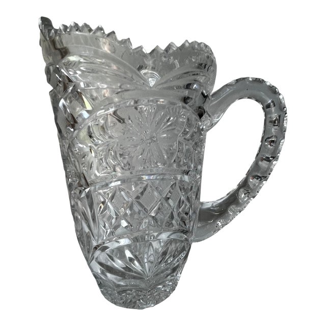 1980s Faceted Daisy Burst Pitcher For Sale