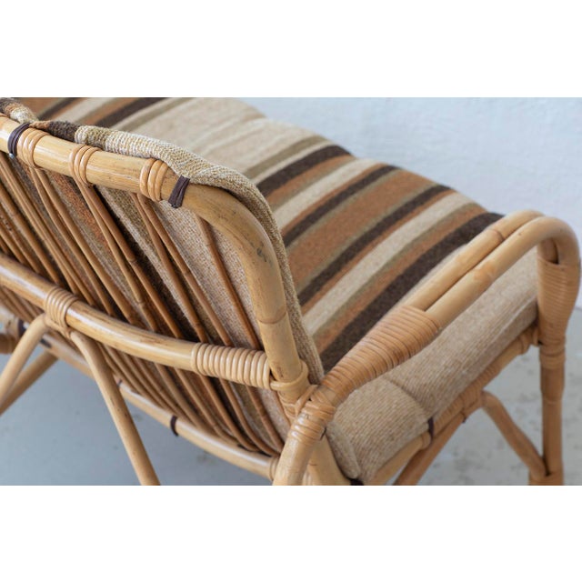 Danish Rattan Lounge Set with Sofa, Armchairs and Coffee Table, 1970s, Set of 4 For Sale - Image 4 of 11