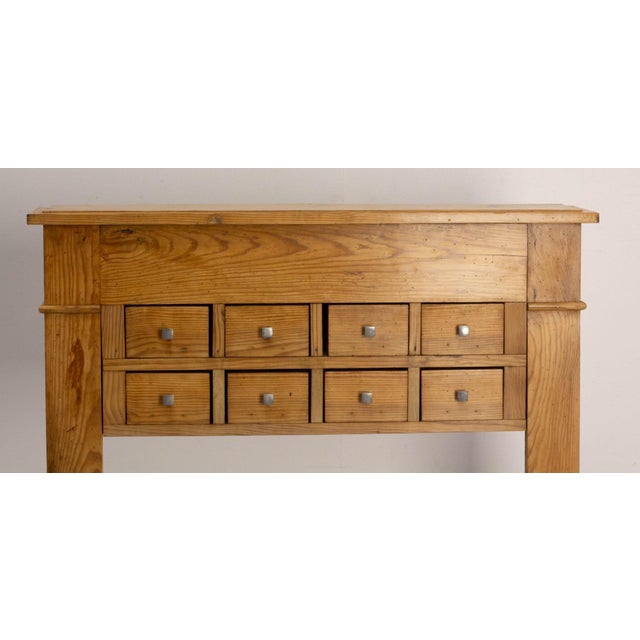 Pine Mantelpiece with Eight Drawers, France, 1920 For Sale - Image 3 of 14