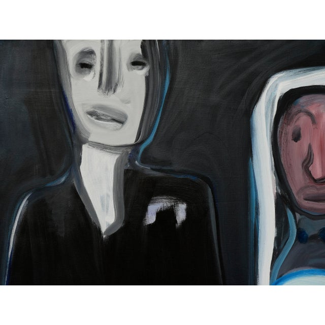 1980s Abstract Expressionist Figurative Couple Painting by Julius Wasserstein For Sale - Image 4 of 10