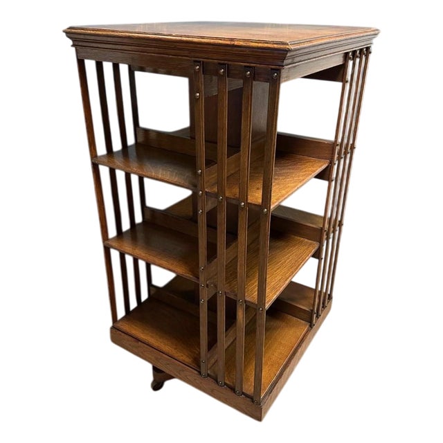 Antique Oak Revolving Bookcase For Sale