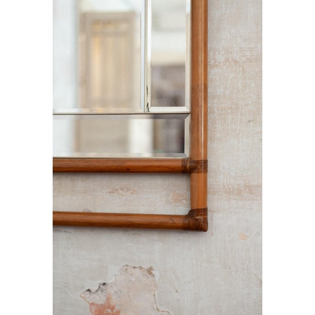 Bamboo and Beveled Glass Mirror, 1970s For Sale - Image 3 of 5