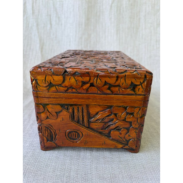 Vintage Chinese Camphor Carved Chest Box For Sale - Image 9 of 17