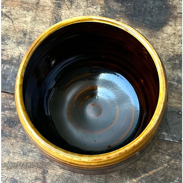 Ceramic Vintage Brown Studio Pottery Bowl For Sale - Image 7 of 17