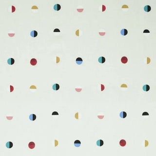 Schumacher X Caroline Z Hurley Joshua Tree Fabric in Multi Moons on Ivory For Sale