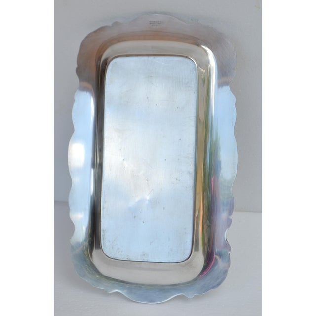 1950s International Silver Co. Silverplate Rectangle Embossed Bread Platter Serving Tray For Sale - Image 12 of 16