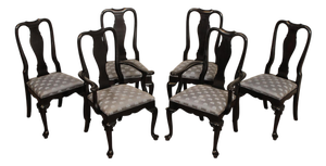 Century Furniture Ebonized Set of Six Queen Anne Style Dining Chairs