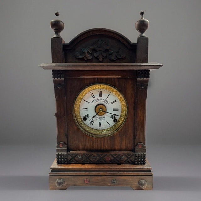 Up for sale is a rare antique parlor mantel clock by Fattorini & Sons. The clock has a unique patented alarm movement. The...