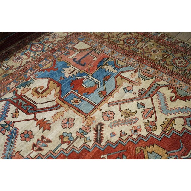Rustic Antique Serapi Rug 12'0'' x 19'6'' For Sale - Image 3 of 12