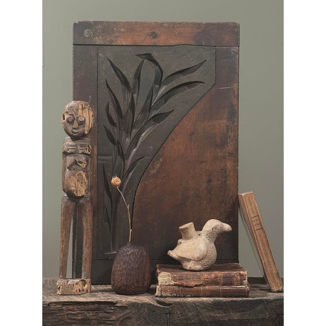 Antique 19th-Century Neoclassical Plaster Mold – Botanical Motif (Grass Blade or Stalk) Dimensions: 21” H × 13.5” W ×...