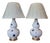 Pair of Aurora Double Gourd Spitzmiller Lamp/ Blanc With Blue Stars For Sale