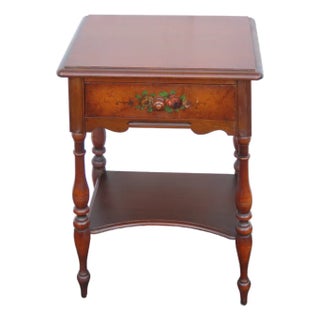 Berkey and Gay Early 1900s Tall Hand Painted Nightstand Side End Table 6679 For Sale
