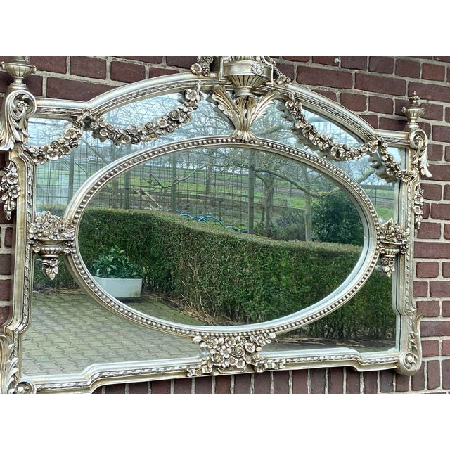 Silver Late 20th C Italian Baroque Silver Beech Wall Mirror - 1 Pc For Sale - Image 8 of 15