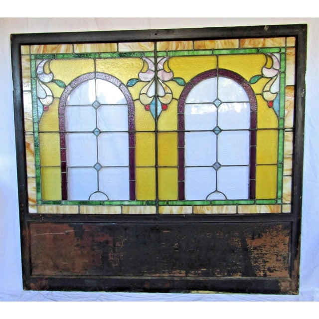 1880s Stained Glass Mirror Base Brooklyn Ice Cream Parlor Storefront Windows For Sale - Image 4 of 18