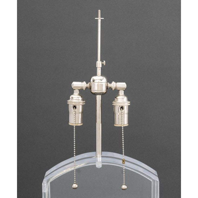 Modern Modern Clear Acrylic and Chrome Table Lamps, Pair For Sale - Image 3 of 7
