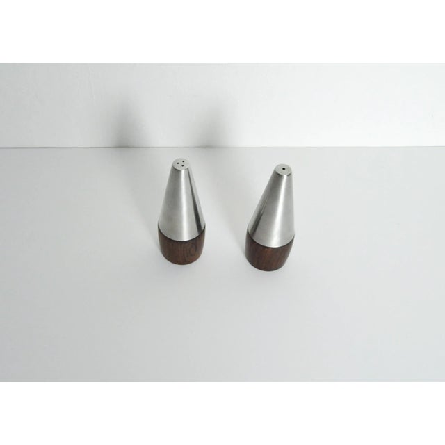 Danish Modern Teak and Stainless Steel Salt and Pepper Shakers, 1960s, Set of 4 For Sale - Image 10 of 12