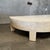 1980s Vintage Post Modern Half Moon Beige Wood & Travertine Coffee Table For Sale - Image 5 of 12