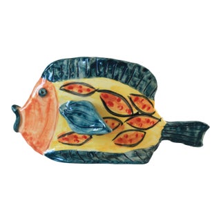 Vintage French Whimsical Colorful Studio Art Pottery Fish For Sale