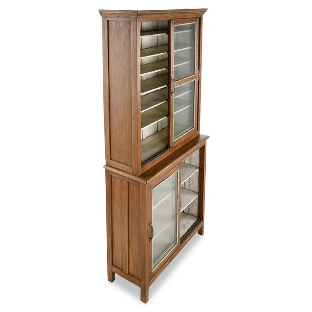 Wood Cabinet with Sliding Glass Doors For Sale - Image 3 of 8