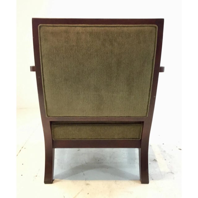 Mid-Century Modern Style Olive Green Chennile Lounge Chair For Sale - Image 4 of 5