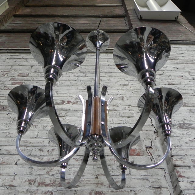 Large Art Deco Chrome Plated Pendant Lamp, 1930s For Sale - Image 11 of 18