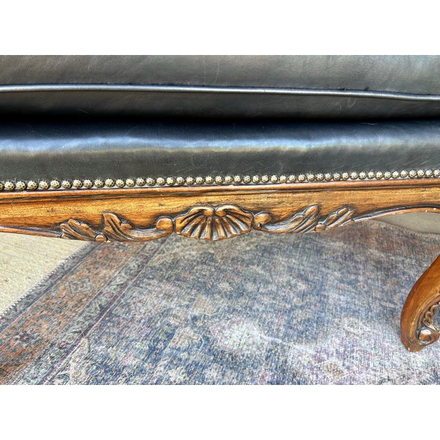 1990s Bergere Chair Pair in Luscious Black Leather For Sale In Dallas - Image 6 of 8