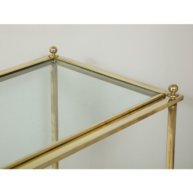 Vintage Brass and Chrome Glass-Top Console Table For Sale In New York - Image 6 of 11