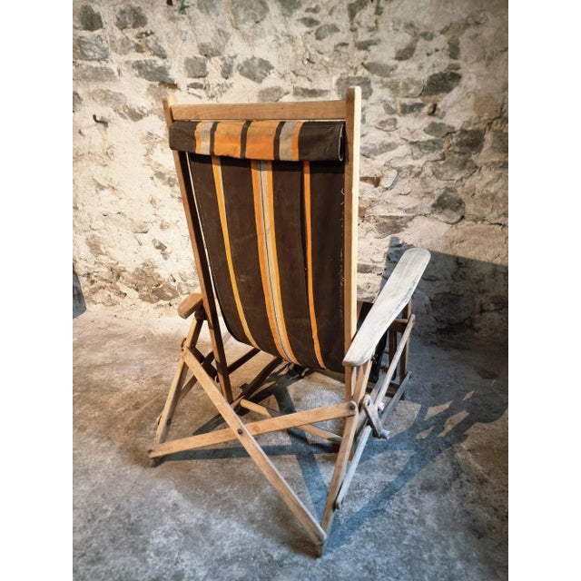 Mid-Century Modern Vintage French Deck Chair in Beechwood, 1950s For Sale - Image 3 of 15