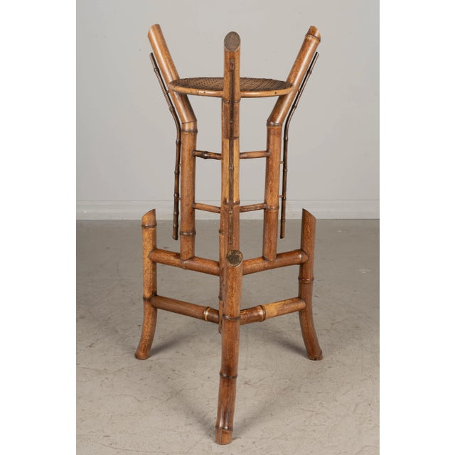 Mid Century French Bamboo & Rattan Plant Stand or Pedestal For Sale - Image 4 of 12