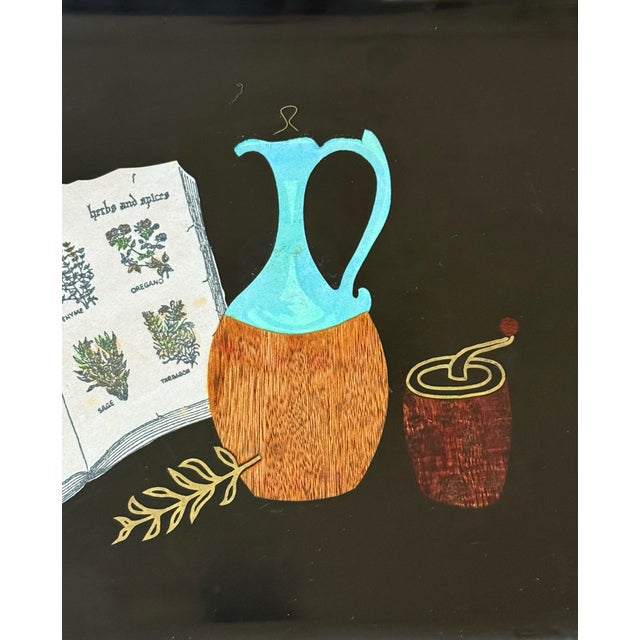 1960s Vintage Couroc of Monterey "Herbs & Spices" Mid‑Century Modern Hand‑Inlaid Serving Tray — 18" X 12½" For Sale - Image 5 of 12