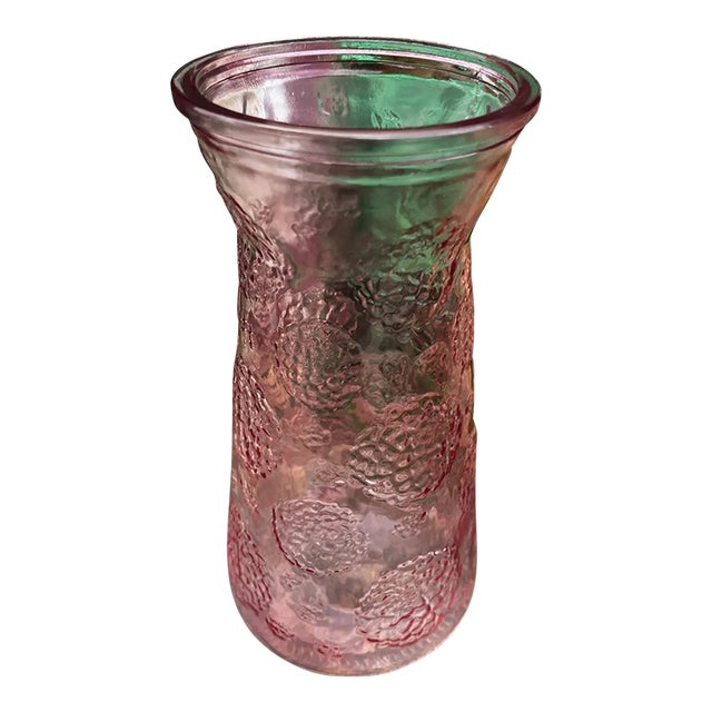 1970s Pink Depression Glass Large Vase For Sale
