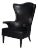 Black High Back Leather Wing Chair For Sale