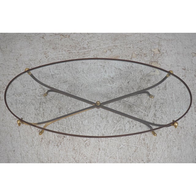 Hollywood Regency Iron Brass & Glass Rams Head Coffee Table For Sale - Image 3 of 13
