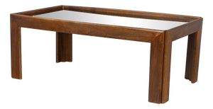 Vintage Wood and Smoked Glass Coffee Table, 1970s