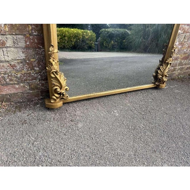 19th Century Large Antique English Gilt Overmantle Mirror, 1800s For Sale - Image 5 of 9