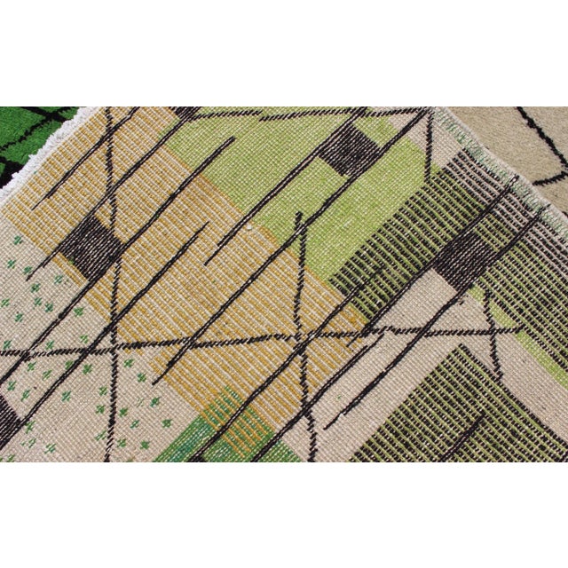 Mid 20th Century Vintage Turkish Zeki Müren Mid-Century Modern Rug in a Variety of Green Colors For Sale - Image 5 of 11