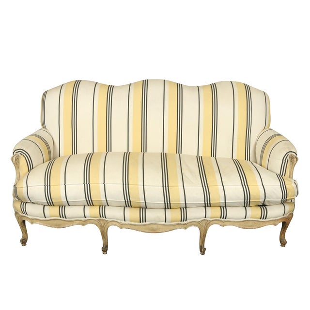 French Louis XVI Jansen Style Striped Sofa For Sale - Image 4 of 4