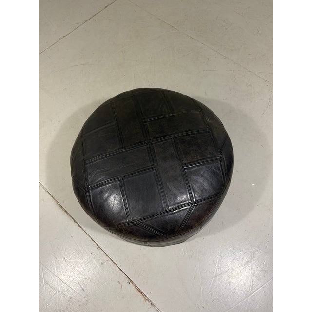 Animal Skin Black Patchwork Leather Pouf from De Sede, 1970s For Sale - Image 7 of 9
