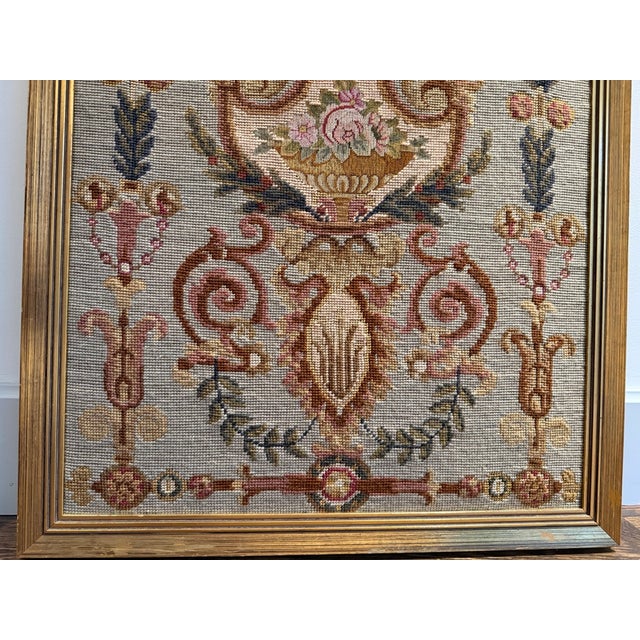 Textile Vintage French Urn Framed Needlepoint/Tapestry For Sale - Image 7 of 12