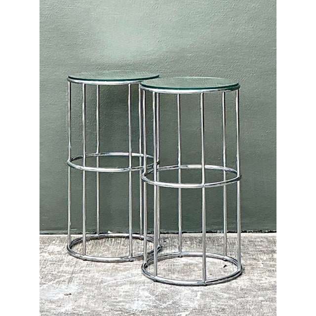 Vintage Polished Chrome Pedestals - A Pair For Sale - Image 9 of 12