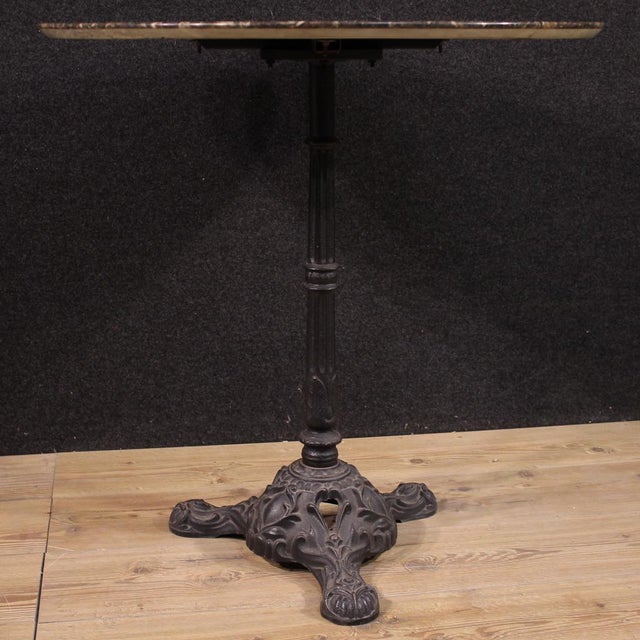 20th Century French Iron Bistro Table with Marble Top, 1970s For Sale - Image 4 of 13