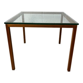 Mid Century Faux Bois Textured Metal and Glass Side Table, 1980s For Sale