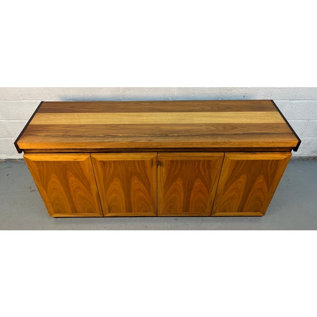 Mid-Century Modern Vintage Modern Figured Wood Buffet For Sale - Image 3 of 18