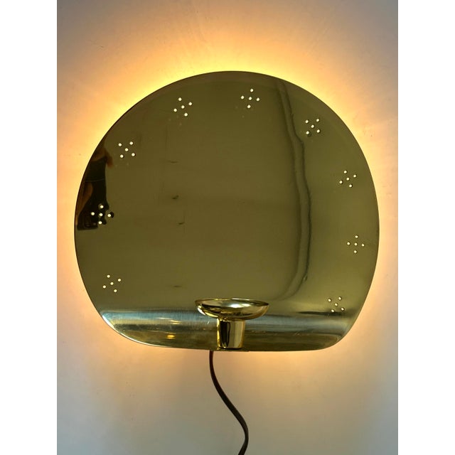 Gold Mid-Century Brass Sconce with Candleholder from Boréns Borås, Sweden, 1970s For Sale - Image 8 of 18