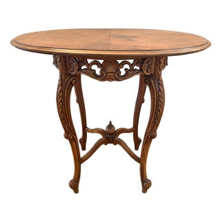 French Style Rococo Revival Walnut Side Table For Sale