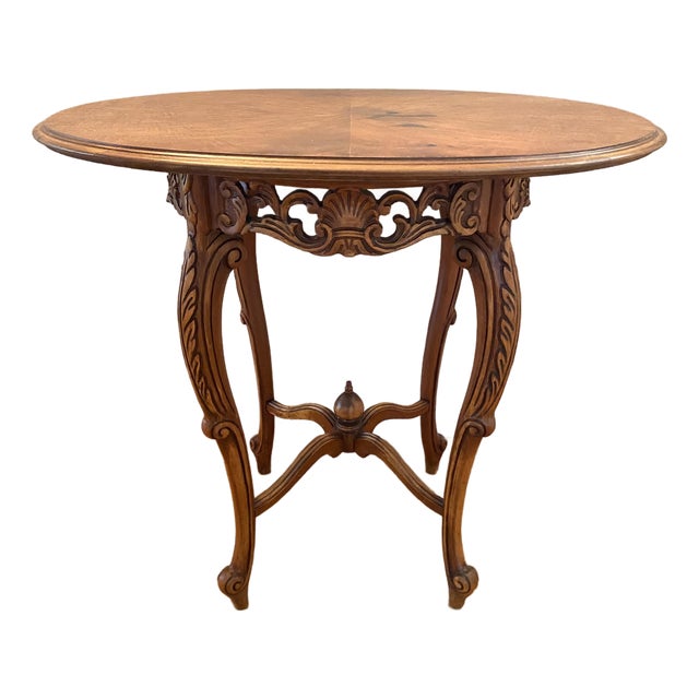 French Style Rococo Revival Walnut Side Table For Sale