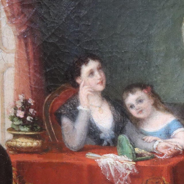 Scene Between Girls, 19th Century, Oil Painting on Canvas, Framed For Sale - Image 15 of 18